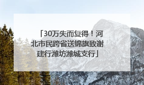 30万失而复得！河北市民跨省送锦旗致谢建行潍坊潍城支行